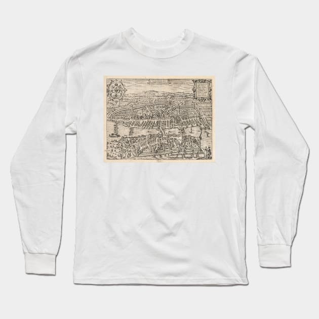 Vintage Pictorial Map of Zurich Switzerland (1581) Long Sleeve T-Shirt by Bravuramedia